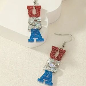 New Colorful Bling Bling USA Design Dangle Earrings.